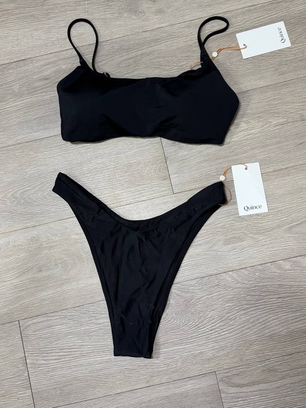 Quince NWT Italian Black Two-Piece Bikini Set size S/M